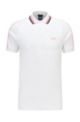 Slim-fit polo shirt in cotton with striped collar, White