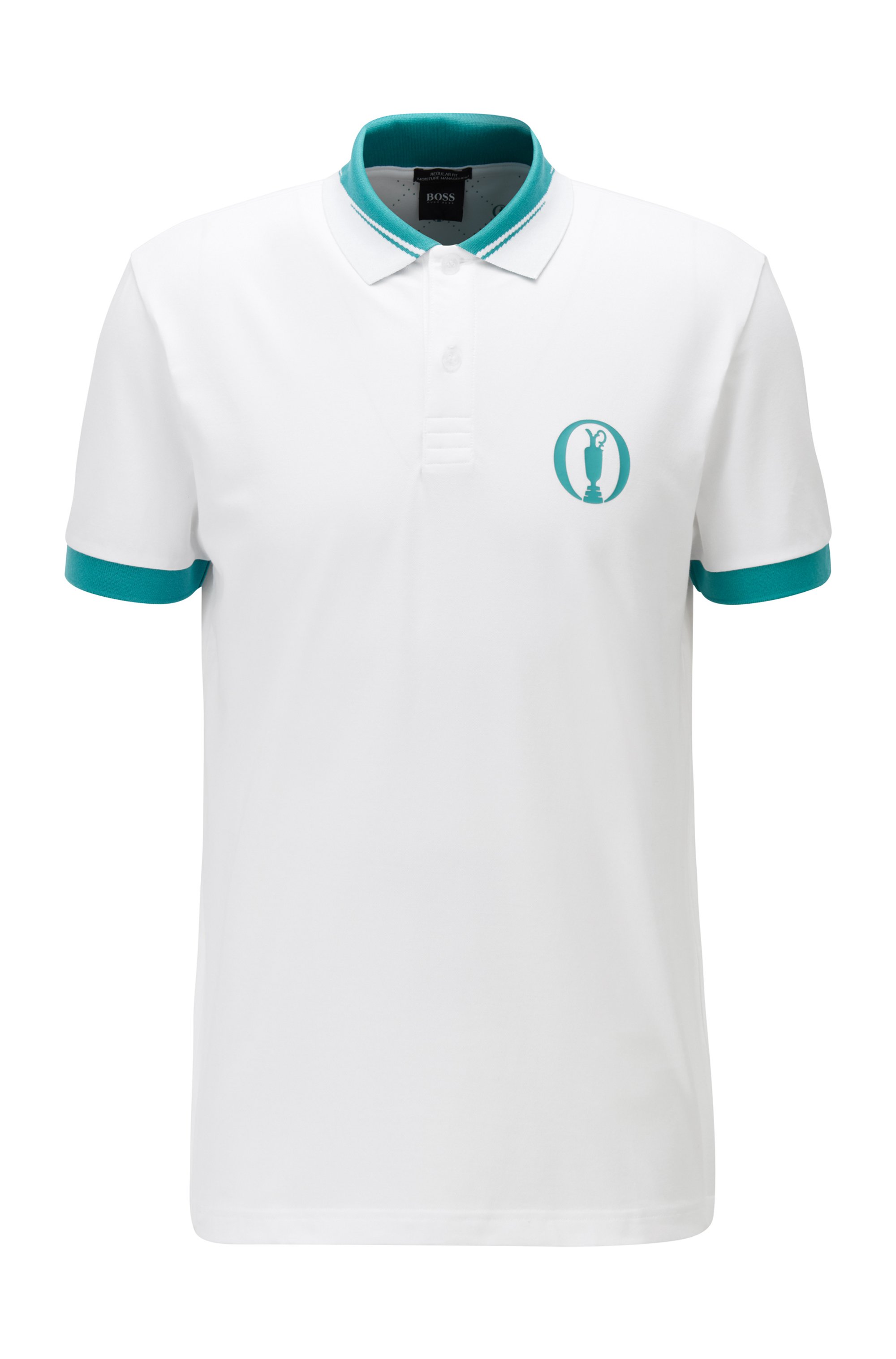Collection-themed polo shirt in stretch piqué with S.Café®, White