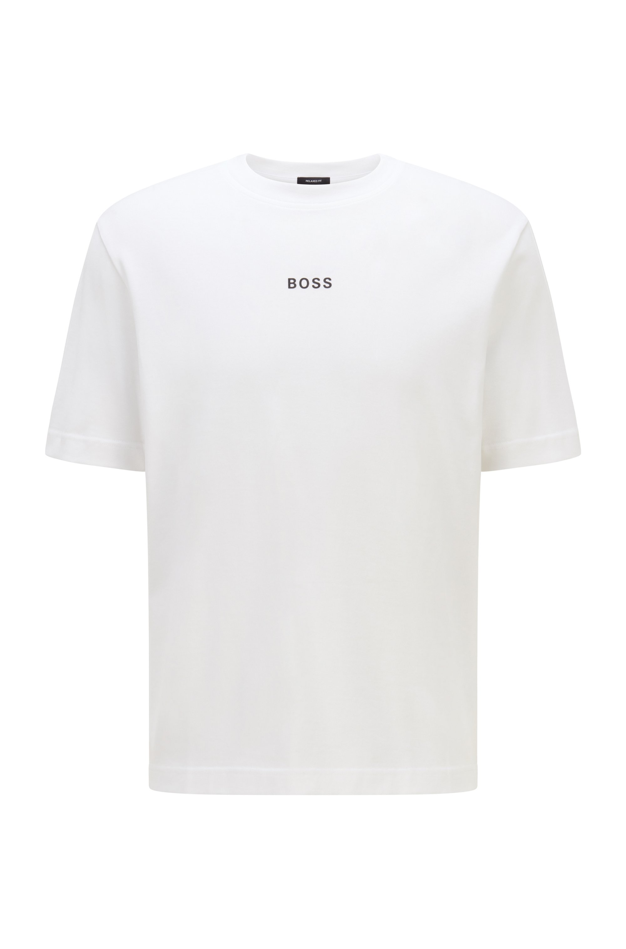 T-shirt Relaxed Fit en coton lisse avec logo, Blanc