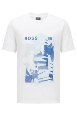 T-shirt en jersey de coton à imprimés graphiques variés motif feuille