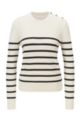 Button-detail striped sweater in organic cotton with silk, Patterned