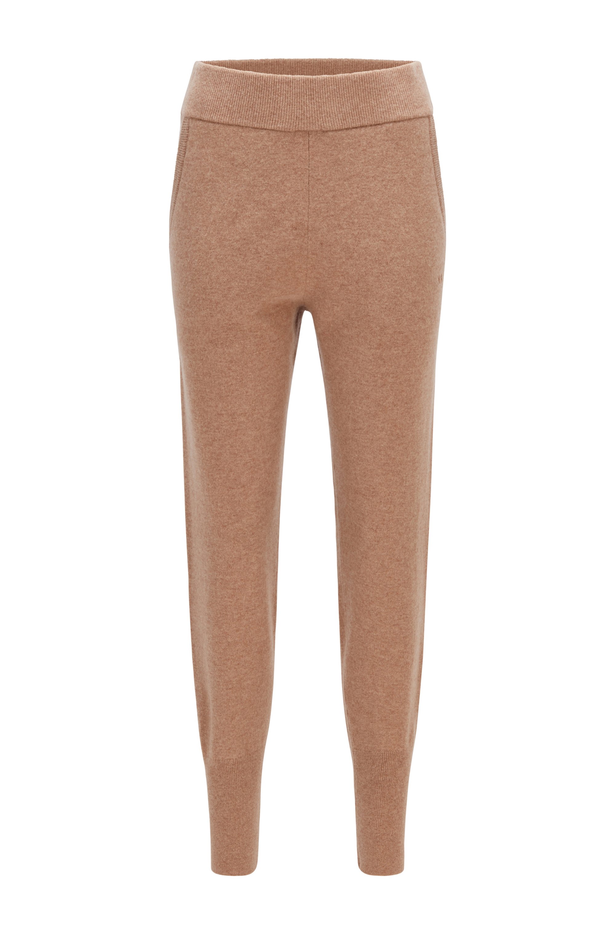 Relaxed-fit knitted trousers in a wool blend, Light Brown