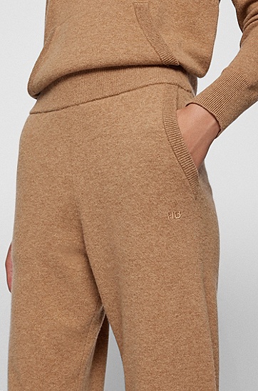 羊毛混纺宽松针织长裤,  235_Light/Pastel Brown