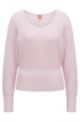 Scoop-neck sweater in cotton with silk and cashmere, light pink