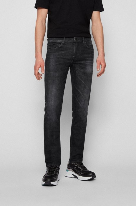 Blue extra-slim-fit jeans in Italian denim, Black