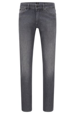 BOSS - Regular-fit jeans van grijs comfortabel stretchdenim uit Italië