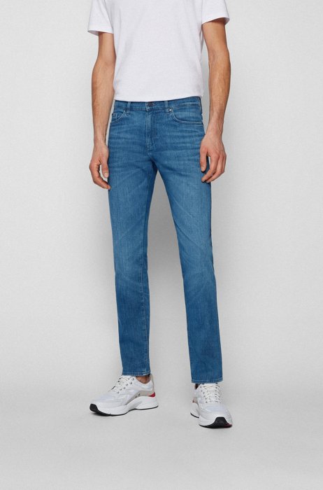 Jeans slim fit in denim italiano con cotone biologico, Blu