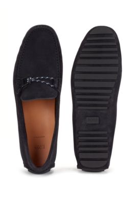 hugo boss blue suede loafers