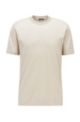 Regular-fit T-shirt in jacquard-knitted cotton and silk, Light Beige