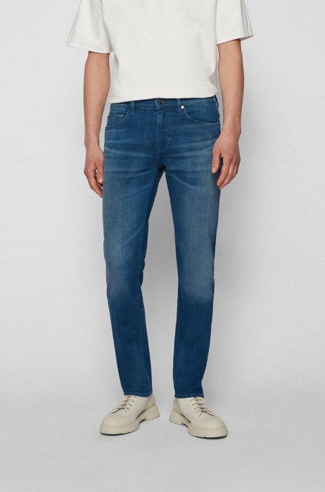 Slim-fit jeans van blauw Italiaans denim met ultieme bewegingsvrijheid, Blauw