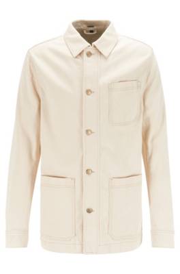Veste en denim naturel avec finitions effet or blanc