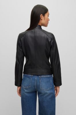 goedkeuren Disco Onmiddellijk BOSS - Regular-fit leather jacket with lightly waxed finish