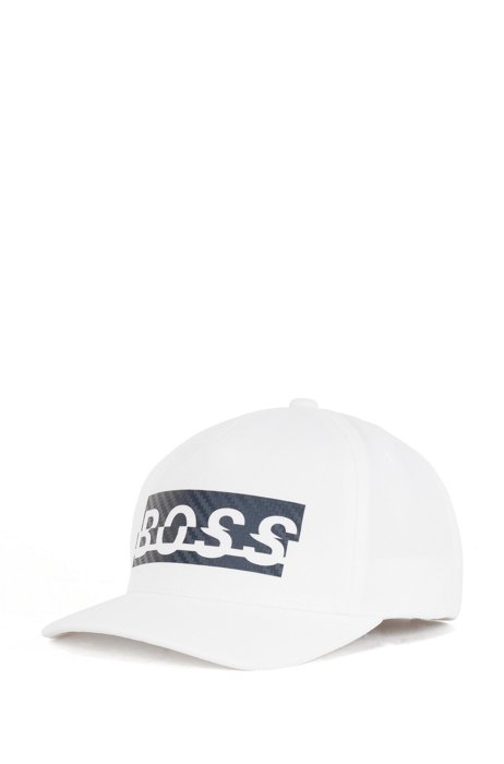 Logo cap in honeycomb-structured jersey, White