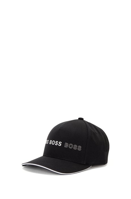 Cotton-blend cap with logo artwork, Black