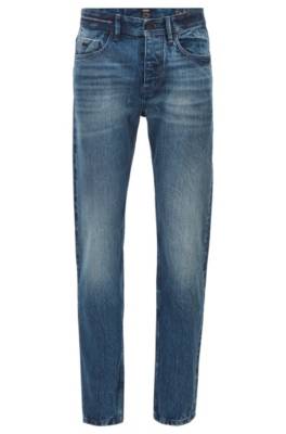 Jean Tapered Fit en denim de coton biologique italien bleu
