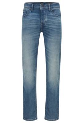 Jean Tapered Fit en maille confortable de denim bleu