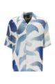 Regular-fit overhemd van modal met bladprint, Blauw met dessin