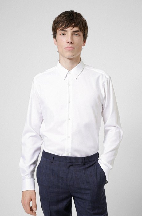 Regular-fit overhemd van gemakkelijk te strijken oxfordkatoen, Wit