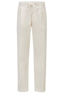 Pantalon à pinces en coton stretch lisse
