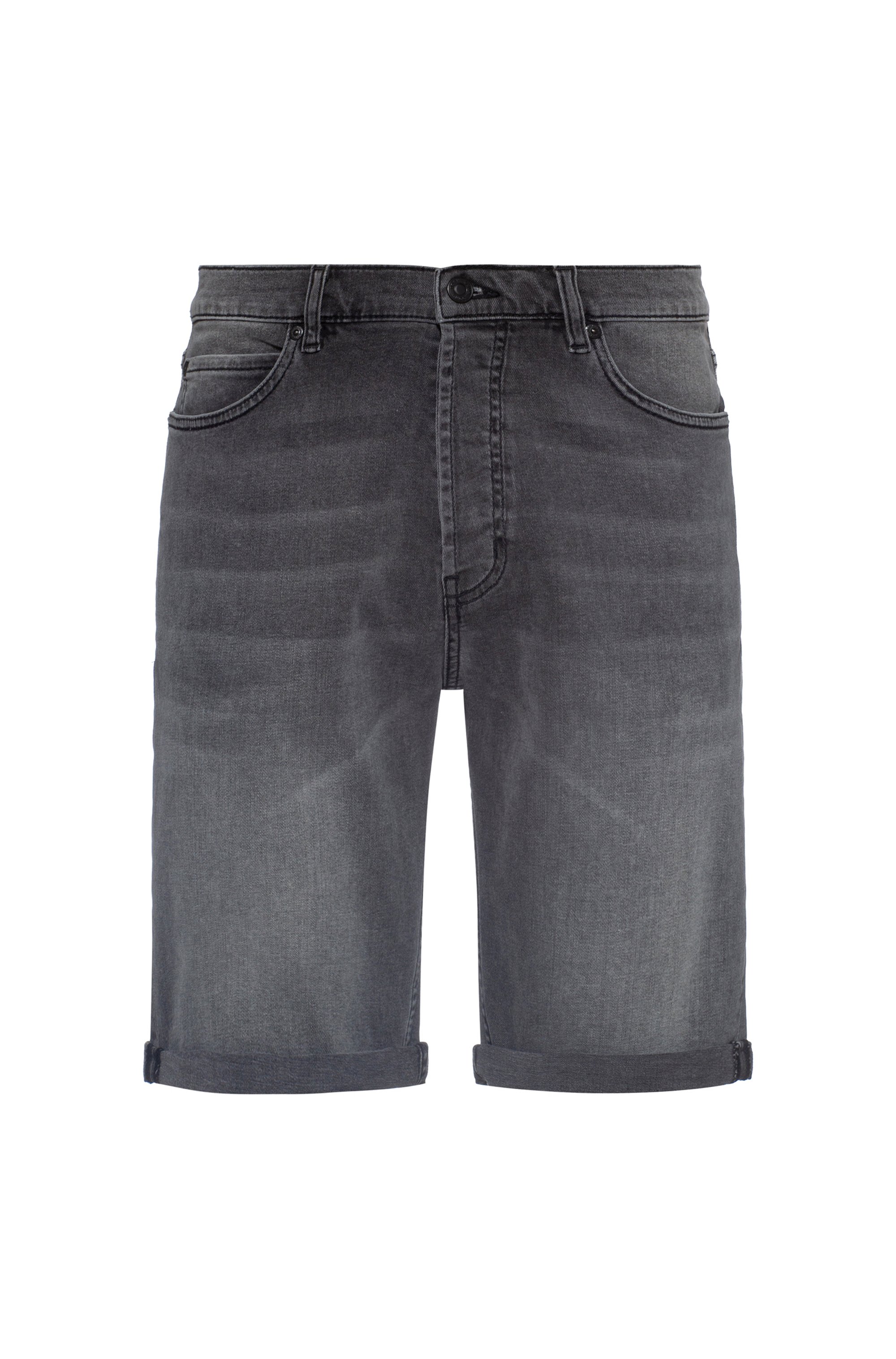 Tapered-fit shorts van grijs stretchdenim, Donkergrijs