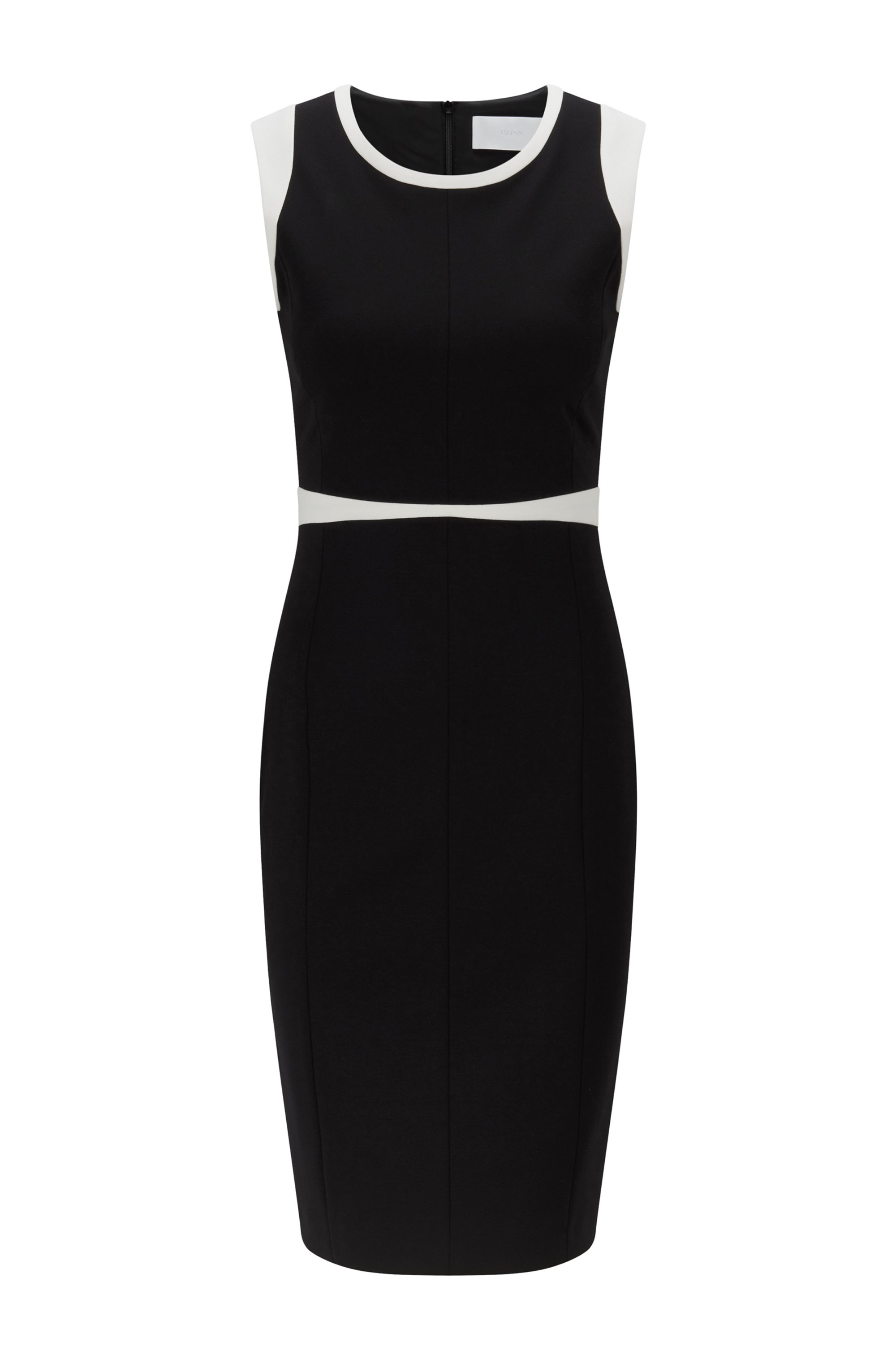 Stretch-jersey shift dress with contrast details, Black