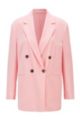 Double-breasted regular-fit jacket in crinkle crepe, Pink