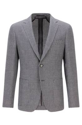 Veste Slim Fit en laine vierge et lin à motif
