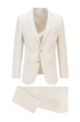 Slim-fit suit in organic cotton with stretch, White