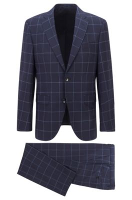 Hugo Boss Regular-fit suit in virgin wool with windowpane check. 1
