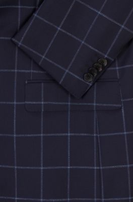 Hugo Boss Regular-fit suit in virgin wool with windowpane check. 10