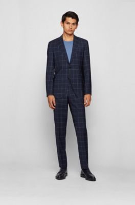 Hugo Boss Regular-fit suit in virgin wool with windowpane check. 2