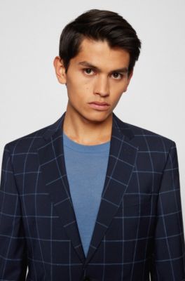 Hugo Boss Regular-fit suit in virgin wool with windowpane check. 6