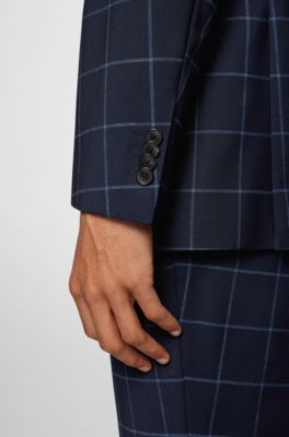 Hugo Boss Regular-fit suit in virgin wool with windowpane check. 7