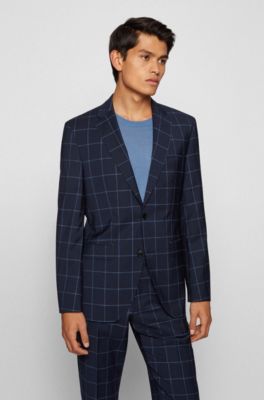 Hugo Boss Regular-fit suit in virgin wool with windowpane check. 4