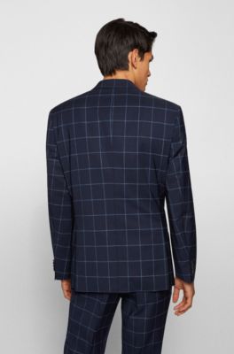 Hugo Boss Regular-fit suit in virgin wool with windowpane check. 5