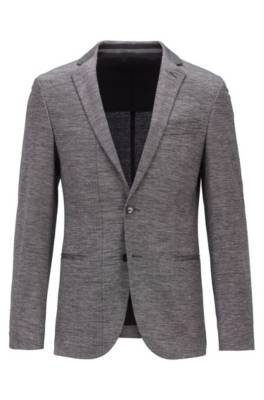 Veste Slim Fit en jersey à motif, en coton et ramie