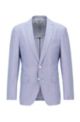 Slim-fit jacket in melange cotton and virgin wool , Light Blue