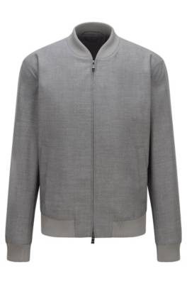 Veste Slim Fit zippée en laine vierge chinée