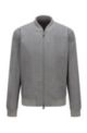 Zip-up slim-fit jacket in melange virgin wool, Light Grey