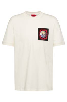 T-shirt Regular Fit en coton recot²® avec motif artistique sur la poitrine