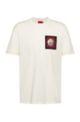 Regular-fit T-shirt van recot²®-katoen met artwork op de borst, Wit