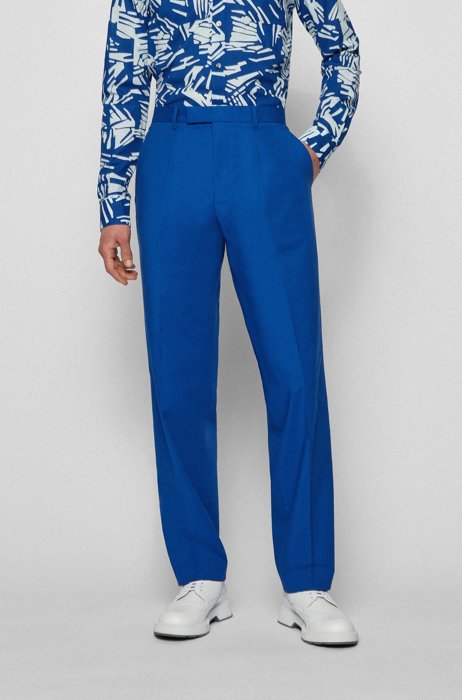 Relaxed-fit trousers in stretch cotton, Blue