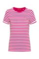 Gestreept slim-fit T-shirt in jersey van biologische katoen, Roze met dessin