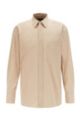 Relaxed-fit shirt in matte cotton poplin, Light Beige