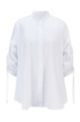 Relaxed-fit blouse in organic cotton with adjustable sleeves, White