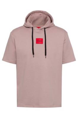 Sweat à capuche à manches courtes en molleton avec patch logo