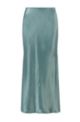 A-line midi skirt in satin with high-rise waistband, Turquoise