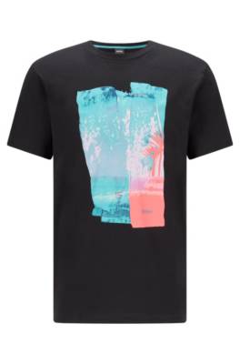 T-shirt à col rond en jersey de coton à imprimé photographique