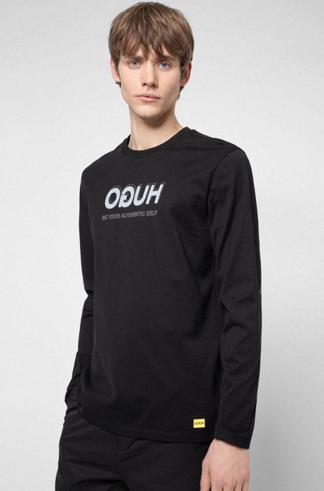 HUGO x Smiley® T-shirt en coton à logo inversé , Noir