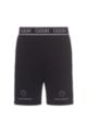 HUGO x Smiley® cotton shorts with reverse-logo waistband, Black